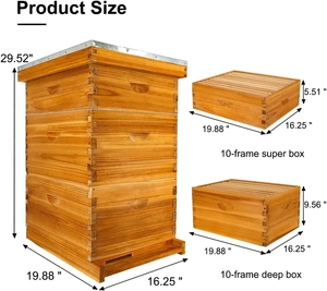 10-<b>Frame</b> Langstroth Beehive Dipped in 100% Beeswax Complete Bee Hives Includes 2 <b>Deep</b> & 2 Super Box with <b>Frames</b> and Foundation - Product Image 3