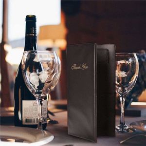 Restaurant PU Leather Modern Portable Check <b>Presenters</b> Quick Shipping Guest Card Holder Bill Holder with Gold Thank You Imprint - Product Image 3