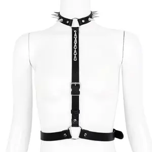 Scollo in pelle con punte regolabile corsetto cintura imbracatura per il corpo di scena accessori costumi alternativi prodotti erotici
