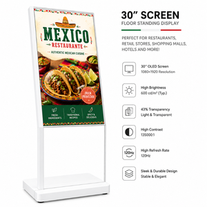 Écran OLED sur pied de 30 pouces, résolution 1080x1920, haute luminosité, écran transparent pour restaurant, magasin de détail, hôtel - Product Image 1