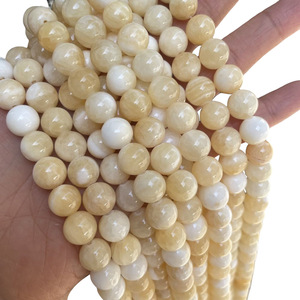Polished Yellow Color Processed Round <strong>Jade</strong> Loose Beads for Making Necklace Bracelet 4-14mm <strong>Stone</strong> for Jewelry Making - Product Image 1