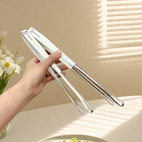 Penjepit Makanan Stainless Steel Berkualitas Makanan dengan Pegangan Panjang untuk Dapur, Menggoreng, Memanggang, Aksesori Barbekyu.