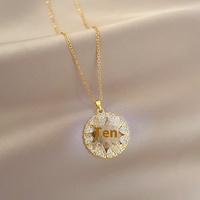 Collier en acier inoxydable doré avec pendentif anneau croix, design simple et tendance, motif géométrique unisexe, zircon, pendentif de célébrité d'Internet