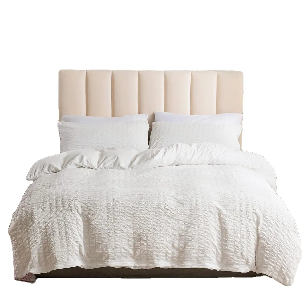 Wholesale 3 Pcs Comfortable Bedding King Size Linen Designer Bedcover Seersucker Duvet Cover Luxury Microfiber Bedding Set Queen