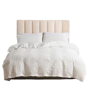 Toptan 3 adet rahat yatak kral keten tasarımcı yatak örtüsü gofre nevresim lüks mikrofiber yatak seti kraliçe