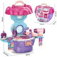 Coiffeuse pour enfants avec sèche-cheveux, accessoires cosmétiques, ensemble de maquillage, kit de jeu de rôle en plastique, cadeau pour filles