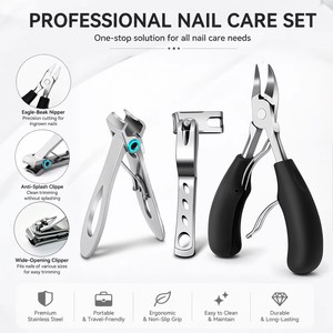 Kit de coupe-ongles anti-éclaboussures à mâchoires larges avec récupérateur d'ongles, coupe-ongles incarnés en acier inoxydable pour seniors - Product Image 1
