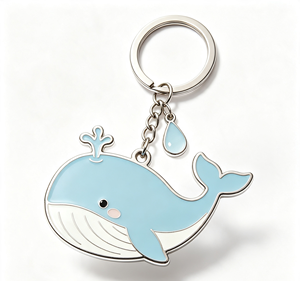 <b>Cute</b> Whale Metal Key Chain Enamel <b>Keyring</b> Silver Tone Pendant Bag Charm Gift - Product Image 2
