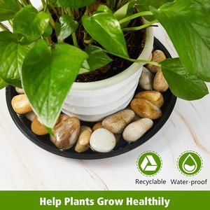 Ensemble de 16 plateaux d'égouttement noirs de 11.8 pouces en plastique épais soucoupes pour plantes soucoupes robustes pour pots de fleurs, jardinières d'intérieur et d'extérieur - Product Image 6