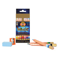 KOH-I-NOOR-JUMBO MAGIC CASE 12 MINI CRAYONS DE COULEUR (Italie) avec IMPRESSION LAMINÉE DIAMÈTRE DE LA MINE 5,0 MM + ACCESSOIRES H3404N15