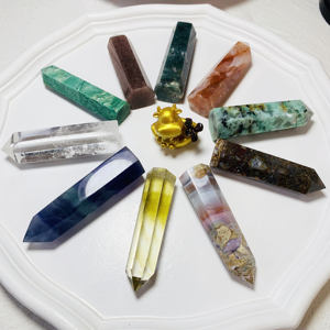 Groothandel natuurlijke kristallen edelsteen punt mosagaat vuurkwarts grijze agaat helder kwarts kristallen toren staaf - Product Image 2