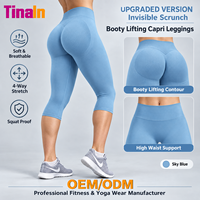 Leggings Capri de Sport Confortables pour Femmes, Marque Privée, Sans Coutures, Effet Push-Up Invisible, Anti-Transpiration, Contrôle du Ventre, Résistants aux Squats