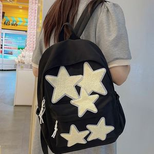 Mochila Escolar de Nailon Personalizada con Lindos Parches de Estrellas para Adolescentes, Mochila de Viaje Moderna Antirrobo para Niños - Product Image 3