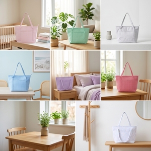 Sac fourre-tout matelassé esthétique en nylon <span class=keywords><strong>à</strong></span> carreaux <span class=keywords><strong>Vichy</strong></span> pastel, grande capacité, pour femme, idéal pour le quotidien et les voyages - Product Image 5