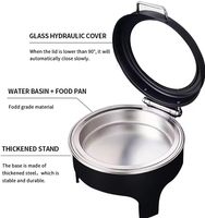 Réchaud à nourriture buffet en acier inoxydable 201, chauffe-plats à alcool, capacité de 6 L, présentoir rond noir pour la restauration