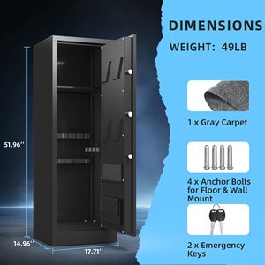 Coffre-fort électronique grande capacité pour armes à feu avec 3 méthodes de déverrouillage, support et étagère amovibles pour armes, armoire de sécurité en acier pour le rangement domestique - Product Image 5