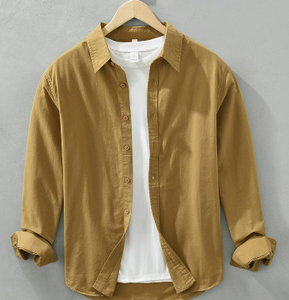 Chemise décontractée en satin tricoté anti-boulochage pour homme, à manches longues et col à revers ample, 100 % coton, idéale pour l'automne - Product Image 3