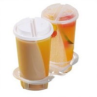 Couvercle de gobelet à injection pour boissons au thé au lait, personnalisé, jetable, épaissi, en forme de S, à double compartiment, créatif, en PP, 95 mm