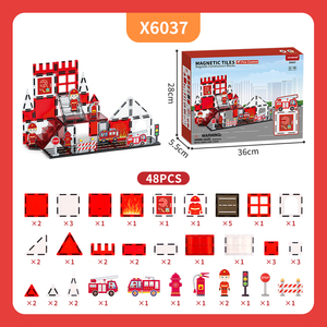 Set di Costruzioni Magnetiche 3D Certificato a Tema Stazione dei Pompieri, Dimensioni Personalizzabili, Giocattolo Educativo STEM in Plastica per Bambini - Product Image 2