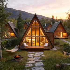 Casa Prefabricada con Estructura de Acero Certificada por la CE, Casa Triangular en Forma de A de 20 y 40 Pies para Uso Comercial y en Proyectos - Product Image 1
