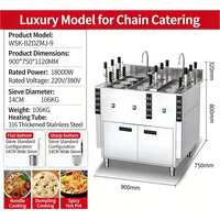 Cuiseur à pâtes commercial électrique automatique en acier inoxydable 9 trous 18000W avec panier de 14 cm pour nouilles, cylindre unique