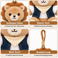 Porte-clés en peluche personnalisé OEM ODM, adorable lion animal, breloques pour sac, pour usage quotidien, vente en gros, jouet en peluche lion