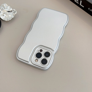 Lumei placcato argento per <span class=keywords><strong>iPhone</strong></span> 16 15 Promax 13 custodia per telefono 14 Premium 11 Wave Edge 12 Cover tinta unita - Product Image 5