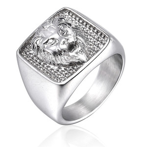 Bán Buôn Punk Phong Cách Viking Illuminati Cá Nhân <span class=keywords><strong>Skull</strong></span> Lion Sterling Silver Và Nhẫn Ngón Tay Vàng Cho Nam Giới - Product Image 1