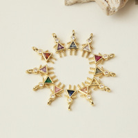 Pendentif Charme Zircon Coloré Garçon Fille Main dans la Main Coupe Baguette Triangulaire Plaqué Or Bijou Cadeau de Festival pour Couples Amoureux
