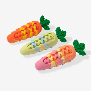 CUSTOM Eco-Friendly pet toys Carrot Rubber <b>Dog</b> Chew Toy-Squeaky Durable <b>Ball</b> Teething Stick for Indoor Playing Boredom Relief - Product Image 1