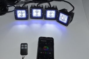 Luz de Trabajo LED Misunauto Serie Flow Halos Offroad RGB Pod 3" Cuadrado <span class=keywords><strong>Halo</strong></span> Spot/<span class=keywords><strong>Flood</strong></span>/Combo Beam 12V Pre-Ensamblado - Product Image 5