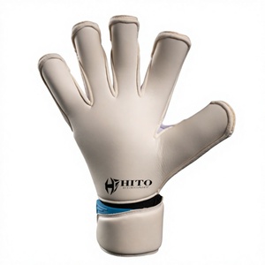 Gants de gardien de but de football en latex allemand blanc et bleu, design personnalisé, avec paume plate en latex allemand de 4 mm et protection du pouce. - Product Image 1