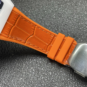 High-end Luxury Cask-shaped Automatic Mechanical <b>Watch</b> Stainless Steel Case Sapphire Crystal 45mm <b>Compass</b> Dial Orange Leather - Product Image 2