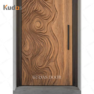 Porta d'ingresso principale in legno di lusso in legno massello di quercia con Design europeo, porta principale - Product Image 3