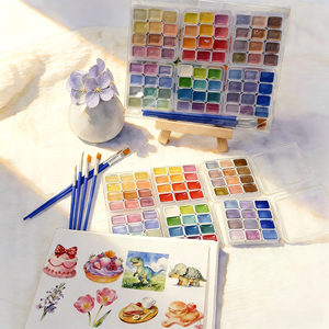 Set de Pintura de Acuarela Sólida de 72 Colores, 6 Cajas de 12 Colores con Pinceles y Delineador, Kit de Arte <span class=keywords><strong>para</strong></span> Principiantes y Estudiantes <span class=keywords><strong>para</strong></span> Pintura DIY - Product Image 2