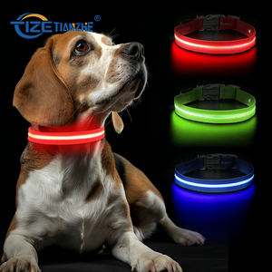 새로운 도착 슈퍼 브라이트 플래싱 애완 동물 목 스트랩 조정 가능한 USB 충전 <span class=keywords><strong>LED</strong></span> 라이트 업 개 칼라 어두운 개 목걸이에 빛나는 - Product Image 1