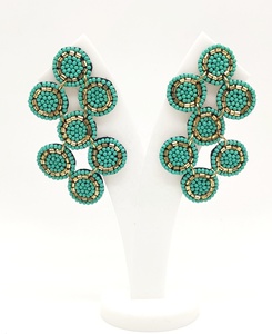Pendientes de aro de cuentas de semillas Funky florales verdes para mujer, regalo de joyería de moda para fiesta, boda, hermosa venta al por mayor, Navidad - Product Image 2