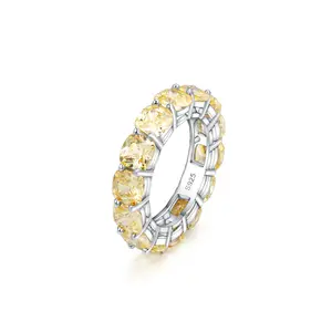 Модные женские ювелирные изделия стерлингового серебра желтый парень алмазные кольца и пояса вечности 925 серебро подушки кольцо