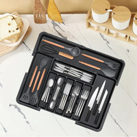Organisateur de couverts extensible pour tiroir de cuisine, organisateur de couverts réglable pour cuillères, fourchettes, couteaux