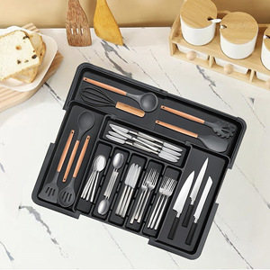 Organisateur de couverts extensible pour tiroir de cuisine, organisateur de couverts réglable pour cuillères, fourchettes, couteaux - Product Image 2