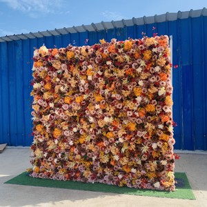 Y-FW012 Wholesale wedding brown 8x8 <b>flower</b> <b>wall</b> <b>artificial</b> real touch <b>flower</b> <b>wall</b> backdrop roll up <b>flower</b> <b>wall</b> 3d 5d silk decor - Product Image 1