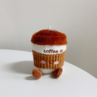 Porte-clés en peluche tasse à café dessin animé Kawaii, mini poupée en peluche moelleuse, pendentif mignon avec visage rougissant, ornement de sac, petit cadeau de vacances