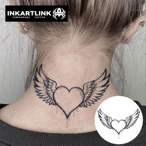 Autocollant de tatouage INKARTLINK pour le corps, autocollant de tatouage en papier, cœur, aile, imperméable, écologique, longue durée, 15 jours, en vrac - Product Image 2