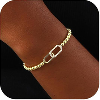 Charme en acier inoxydable plaqué or à la mode pour femmes pour Bracelet croix trombone coeur perlé Bracelets extensibles non ternis