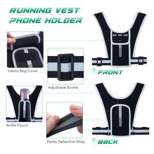 Athletic Fitness <b>Outdoor</b> <b>Sport</b> Phone Holder Reflective Running Vest with Water Bottle Pouch - Product Image 5