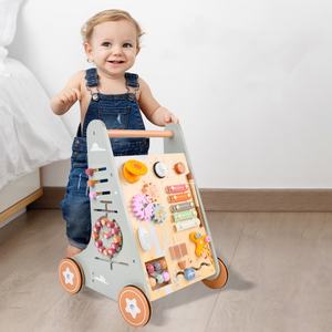 Marche-bébé Montessori avec tableau d'activités, jouet d'apprentissage pour tout-petits pour passer du positionnement assis au debout, marche-bébé en bois - Product Image 4