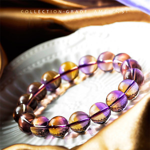 Bracelet en améthyste et citrine de Bolivie de haute qualité, bracelet en cristal bicolore, bracelet noble pour femmes, cadeau - Product Image 3