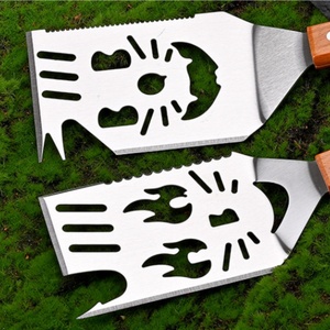 Juego de 5 utensilios de acero inoxidable para parrilla, accesorios de cocina para barbacoa, pinzas y espátulas con mango de madera - Product Image 3