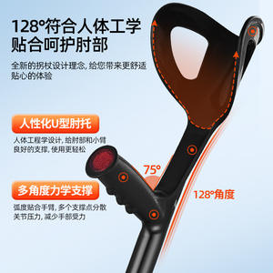 Bastones de Caminata Plegables de Aleación de Aluminio, Muletas Dobles Estilo Brazo, Antideslizantes, Resistentes, para Deportes al Aire Libre, Senderismo, Venta al por Mayor - Product Image 4