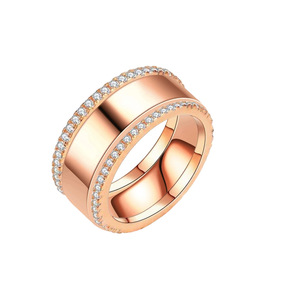 CAIOOCHE Anelli Larghi di Lusso in Acciaio Inossidabile all'Ingrosso, Anelli Tripli <span class=keywords><strong>Oura</strong></span> Placcati Oro con Zirconi, Gioielli da Donna - Product Image 5